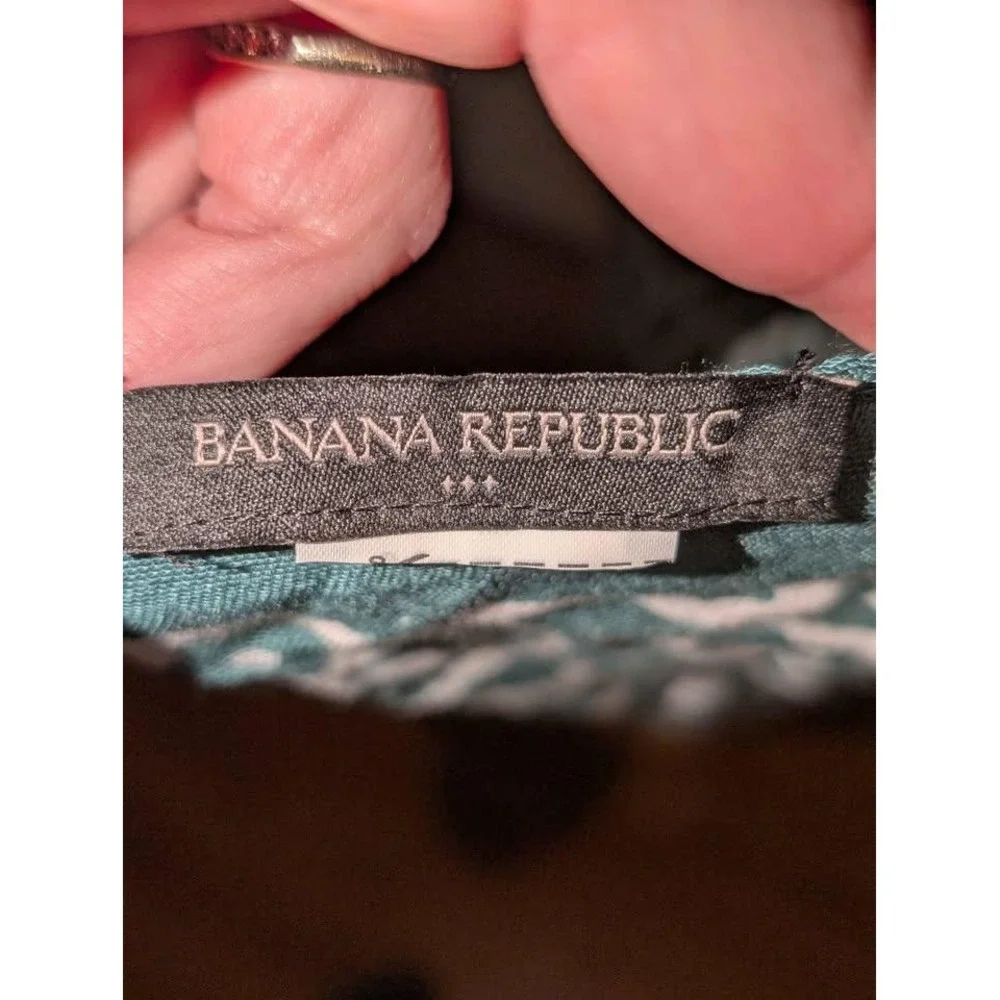 Banana Republic Teal‎ White Geometric Scarf Wrap Lightweight Oversized 77 x 31